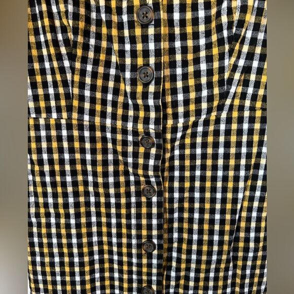 Hollister Oxford Button down plaid mini short dress sleeveless spaghetti straps - Picture 2 of 8